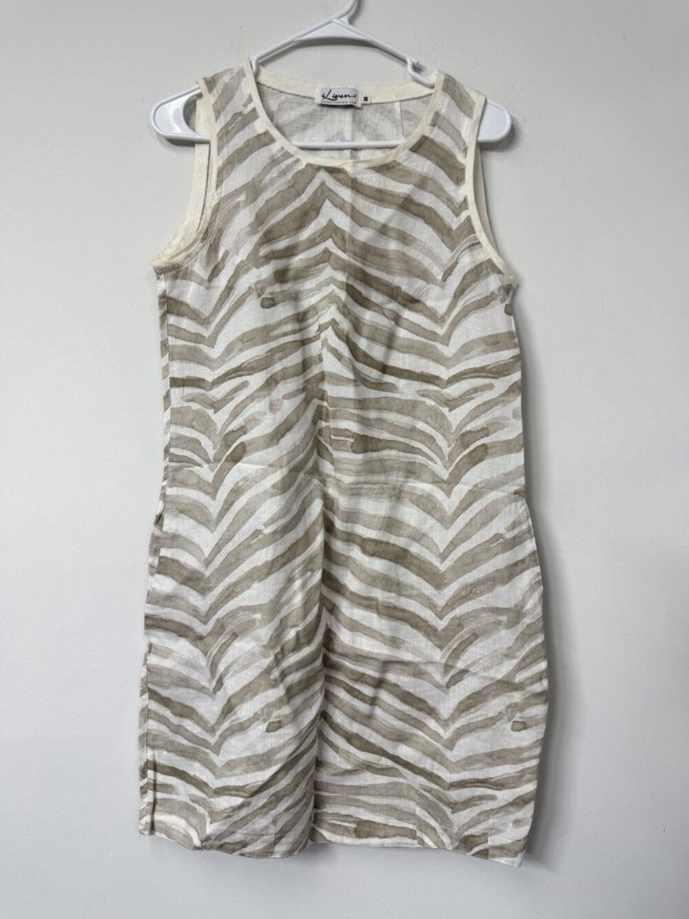 i‎ Linen Lifestyle Medium Zebra Linen Dress Lagenlook Lightweight Resortwear